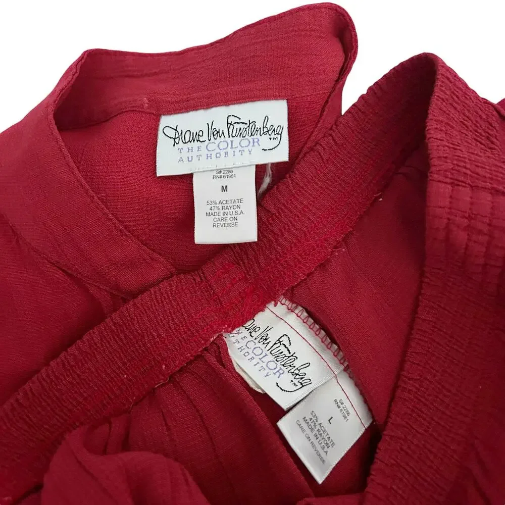 Diane Von Furstenberg Color Authority Red Matching Set Sz M/L